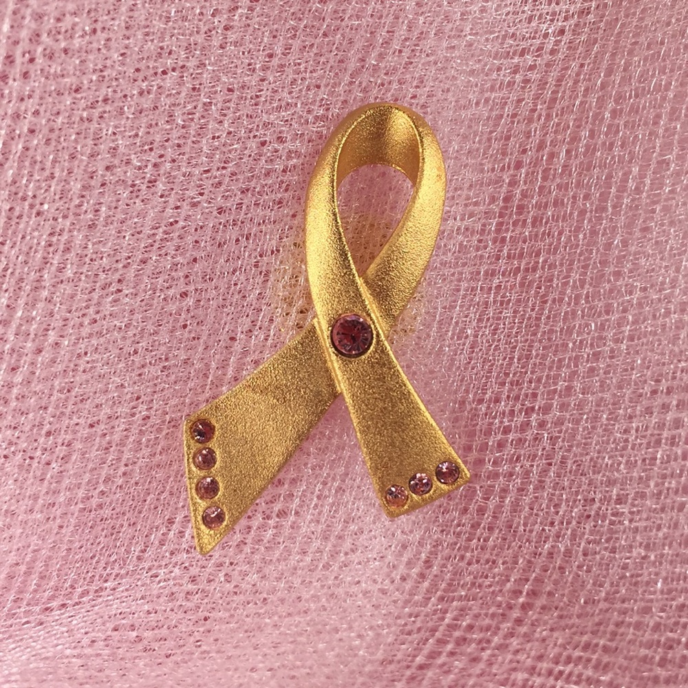 Breast Cancer Pin with Rhinestones - Picture 2 of 4